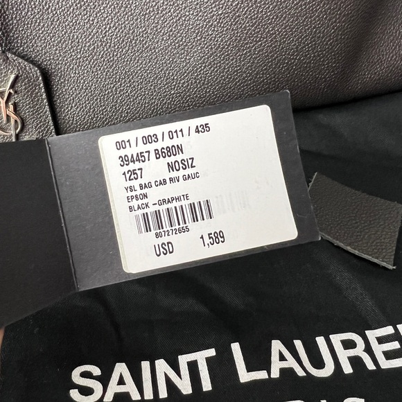 Saint Laurent Cabas Rive Gauche Charcoal Black Tote Crossbody Handbag - Picture 6 of 15